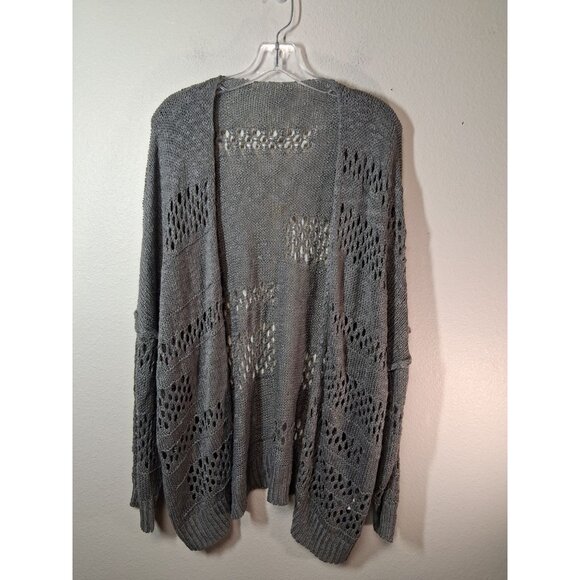 Oversized Cardigan Open Business Casual Winter Gray Women's Plus Size XXL - Picture 1 of 5